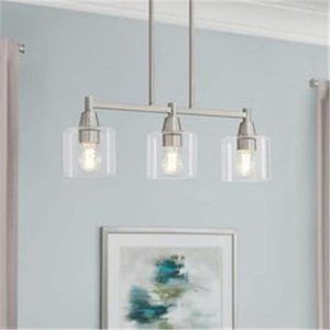 Hampton Bay Oron 3 Light BrushNickel Linear Island Pendant Kitchen Lighting